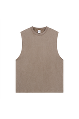 Distressed Raw-Edge Sleeveless Tee