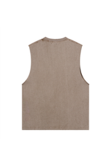 Distressed Raw-Edge Sleeveless Tee