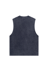 Distressed Raw-Edge Sleeveless Tee