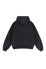Washed Raw-Edge Zip Hoodie