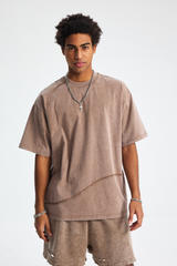 Oversized Raw-Edge Panelled T-Shirt
