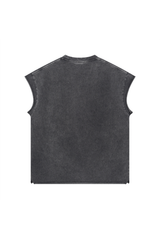 Oversized Raw-Edge Sleeveless T-Shirt