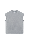 Oversized Raw-Edge Sleeveless T-Shirt
