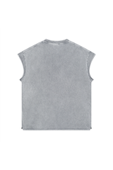 Oversized Raw-Edge Sleeveless T-Shirt