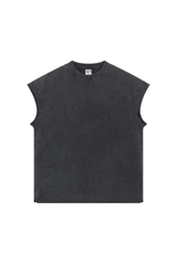 Oversized Raw-Edge Sleeveless T-Shirt