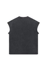 Oversized Raw-Edge Sleeveless T-Shirt