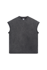 Oversized Raw-Edge Sleeveless T-Shirt