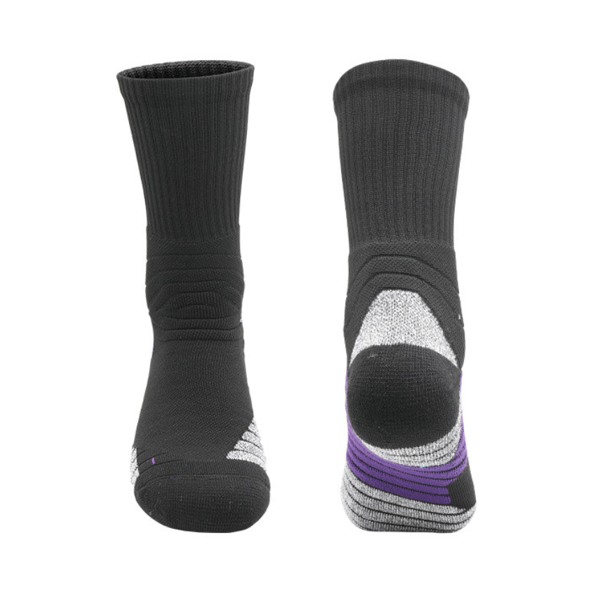 3 Pack Mens Thick Cushioned Sports Socks Black-FOURMINT