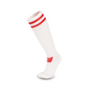 3 Pack Mens White Football Socks with Red Srtiped Cuffs-FOURMINT