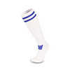 3 Pack Mens White Football Socks with Blue Srtiped Cuffs-FOURMINT