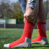 3 Pack Men's Red Football Socks With Grip-FOURMINT