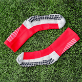 3 Pack Men's Red Football Socks With Grip-FOURMINT