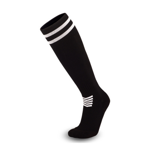 3 Pack Junior Black Football Socks with Striped-FOURMINT