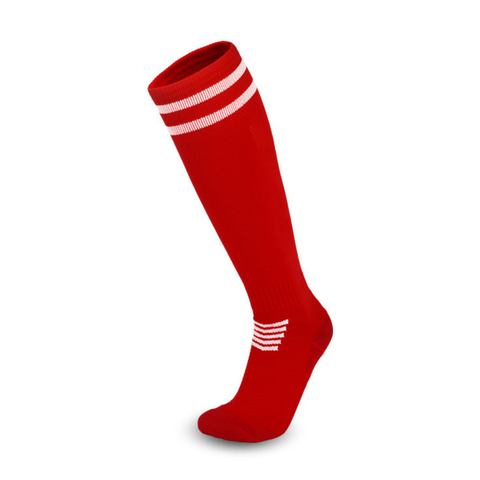 3 Pack Junior Red Football Socks with Striped-FOURMINT