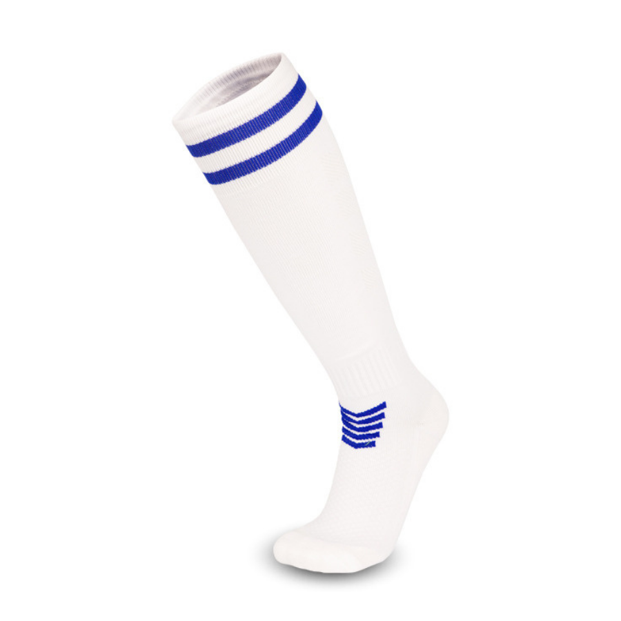 3 Pack Men's White Football Socks with Blue Striped-FOURMINT
