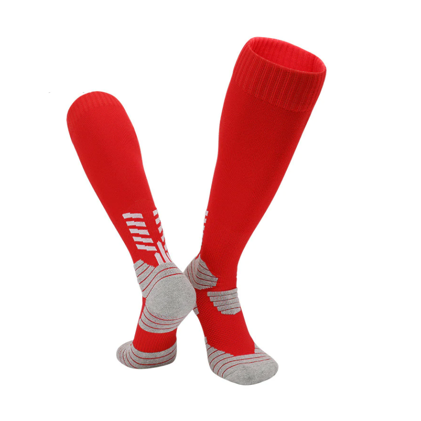3 Pack Kids Thick Cushioned Football Socks Red-FOURMINT