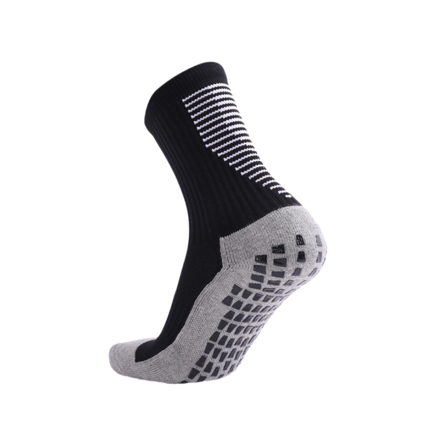 3 Pack Men's Black Football Socks with Grip-FOURMINT