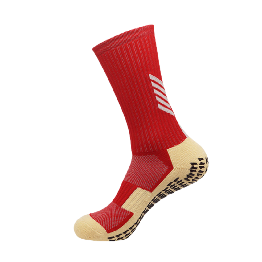 3 Pack Mens Football Grip Socks Red-FOURMINT